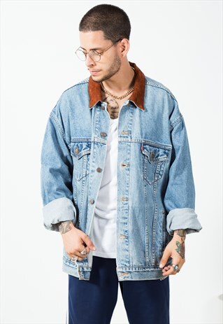 VINTAGE LEVI'S DENIM CONTRAST COLLAR JACKET / S1622