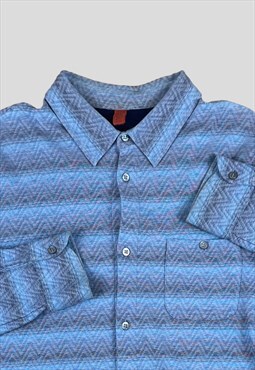 Missoni Vintage 90s Blue patterned long sleeve shirt  