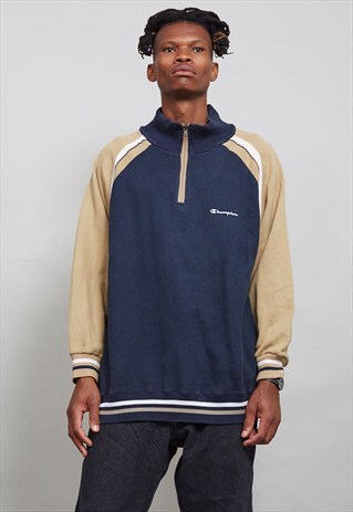 VINTAGE MULTI COLOURED CHAMPION ZIP UP SWEATER