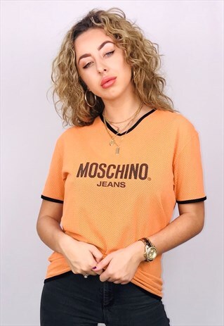 VINTAGE MOSCHINO ORANGE JERSEY T- SHIRT