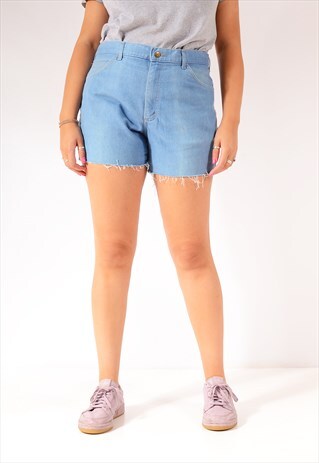 VINTAGE LEE CUT-OFF DENIM SHORTS MID BLUE