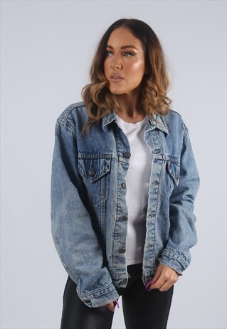 VINTAGE LEVIS DENIM JACKET OVERSIZED FITTED UK 16 XL (K2D)