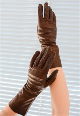 Vintage Brown Thin Leather Gloves