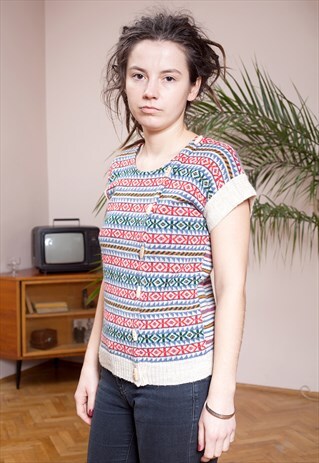 MISS 70S VINTAGE SHORT SLEEVE KNIT