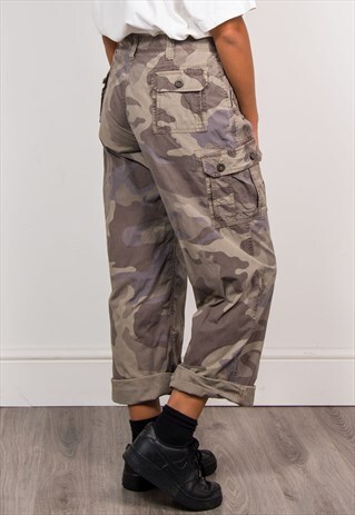 VINTAGE 90'S BEIGE CAMO PATTERN GRUNGE ARMY TROUSERS