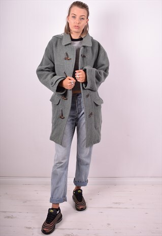 WOMENS VINTAGE DUFFLE COAT XL GREEN 90'S