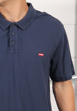 Vintage Levi's Polo Shirt in Navy Short Sleeve Tee XL