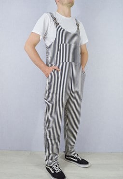 Striped Skater Dungarees Overalls Cotton Relaxed Fit  