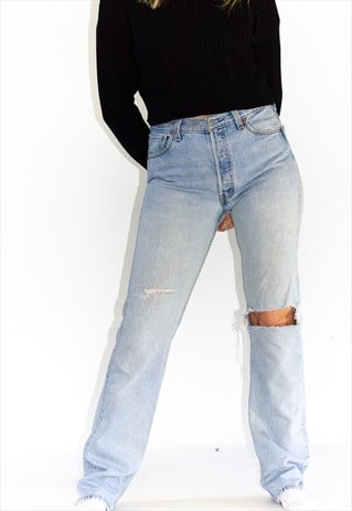 Vintage 90's Levi Light 501 Ripped Knee Jeans