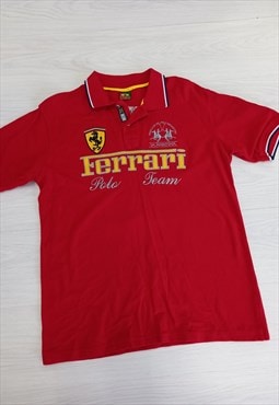 00's La Martina Ferrari Polo Shirt Red Yellow