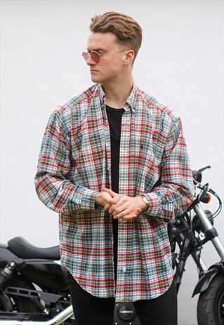 RALPH LAUREN BIG SHIRT USA FLANNEL PLAID SHIRT