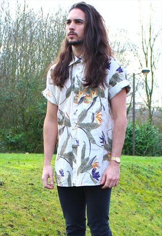VINTAGE 80S HAWAIIAN USA SHIRT - LARGE - FESTIVAL