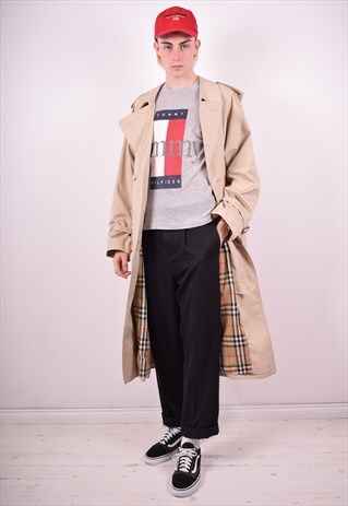 BURBERRY MENS VINTAGE COAT LARGE BEIGE 90'S