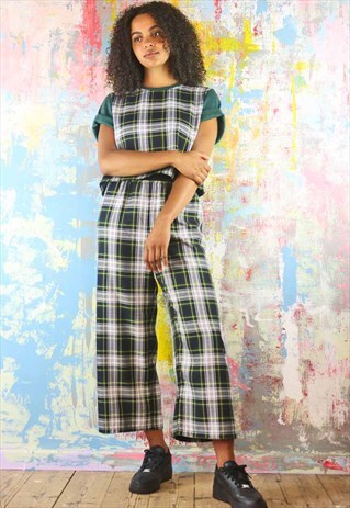 CROPPED TROUSERS & TOP CO-ORDINATES IN GREEN CHECK TARTAN