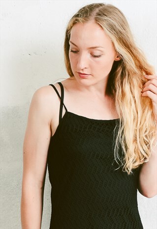VINTAGE 90S BLACK FISHNET PARTY MAXI DRESS
