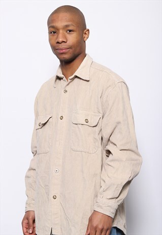 VINTAGE JUMBO CORDUROY CORD SHIRT BEIGE