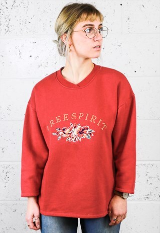 VINTAGE DARK SALMON EMBROIDERED 'FREESPIRIT' SWEATSHIRT