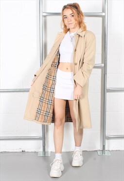 Vintage Burberry Trench Coat in Beige with Nova Check Small