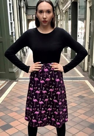 VINTAGE REPRO HANDMADE FLAMINGO PURPLE SKIRT