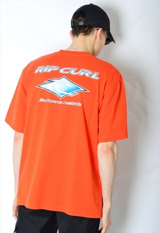 RIP CURL VINTAGE 90S ORANGE SURF T-SHIRT