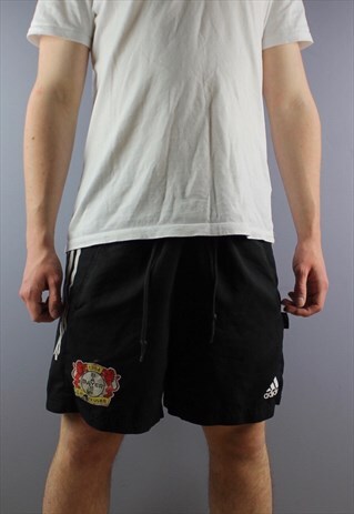 VINTAGE ADIDAS BAYER LEVERKUSEN SHORTS IN BLACK WITH POCKETS