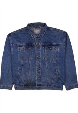 Vintage 90's DENON Denim Jacket Heavy Weight Button Up Blue