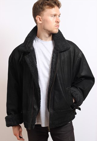VINTAGE FLEECE LINED AVIATOR JACKET