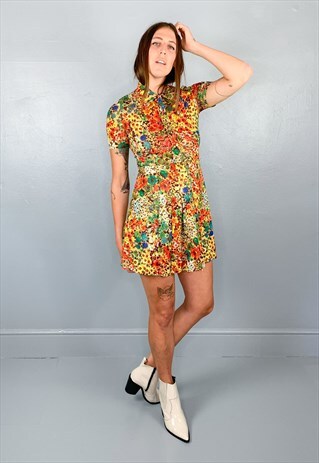 CROMATIC BLOOMS 70S DRESS