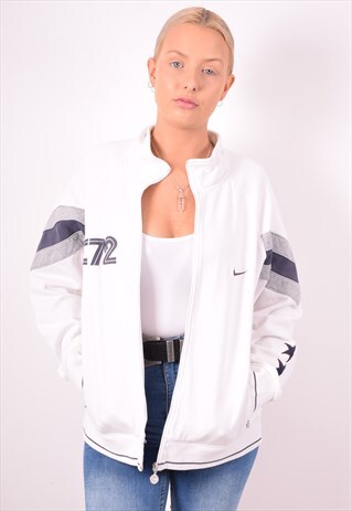 NIKE WOMENS VINTAGE TRACKSUIT TOP JACKET MEDIUM WHITE 90S