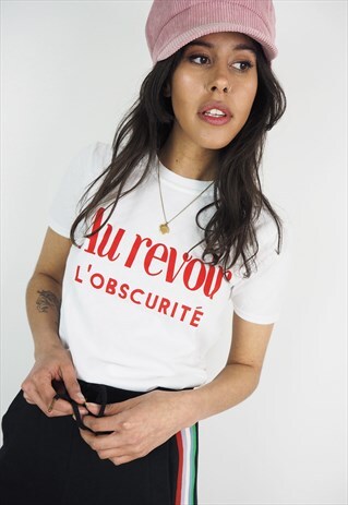 AU REVOIR L'OBSCURITE FRENCH GRAPHIC SLOGAN TEE