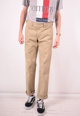 DICKIES MENS VINTAGE TROUSERS W30 L34 BEIGE 90S