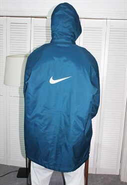 Vintage 90s Turquoise Nike Puffer Jacket with Optional Hood