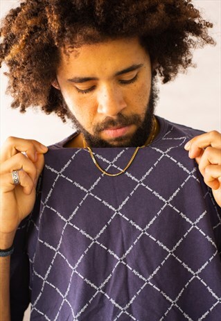 VINTAGE 90'S YVES SAINT LAURENT MONOGRAM T SHIRT IN NAVY