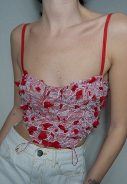Liv - textured mesh and organza corset top