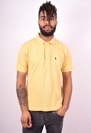 POLO RALPH LAUREN MENS VINTAGE POLO SHIRT MEDIUM YELLOW 90S