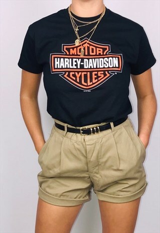 VINTAGE REWORKED KHAKI HIGH WAISTED SHORTS