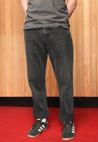 VINTAGE BLACK LEVI'S 501 RIPPED JEANS