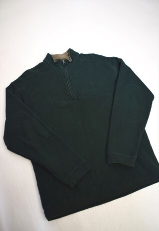 VINTAGE 90S COLUMBIA GREEN BROWN COLLAR 3/4 ZIP SWEATSHIRT