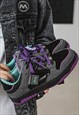 CLASSIC SNEAKERS DOUBLE LACE SKATER SHOES IN PURPLE BLACK 
