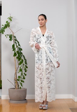 White Lace Kimono Robe