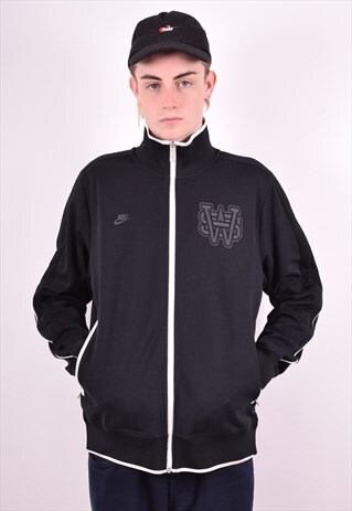 NIKE MENS VINTAGE TRACKSUIT TOP JACKET LARGE BLACK 90'S