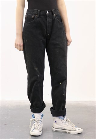LEVI'S VINTAGE 501 BLACK PAINT MOM JEANS