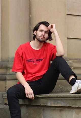 VINTAGE 90S TOMMY HILFIGER JEANS EMBROIDERED T SHIRT