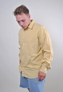 90s yellow heritage classic minimalist shirt, Size XL