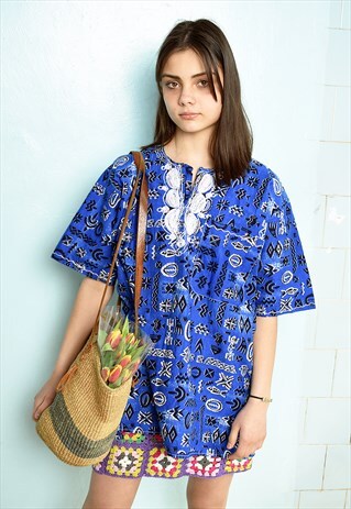 VINTAGE 90S FESTIVAL BOHO HIPPIE SARI BLOUSE TUNIC TOP