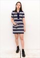 VINTAGE WOMEN'S S STRIPE 70'S MINI KNITTED TIED UP  DRESS 