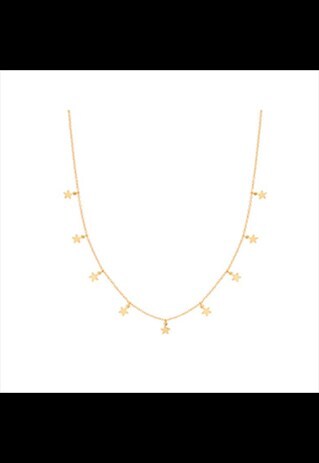 GOLD MULTIPLE STAR CHOKER NECKLACE, CELESTIAL