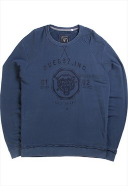 Vintage  Guess Sweatshirt Crewneck Pullover Navy Blue Medium