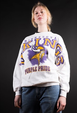 VINTAGE 90'S FULL GRAPHIC PRINT VIKINGS NFL USA SWEATSHIRT