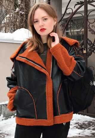 FAUX SHEARLING PU JACKET